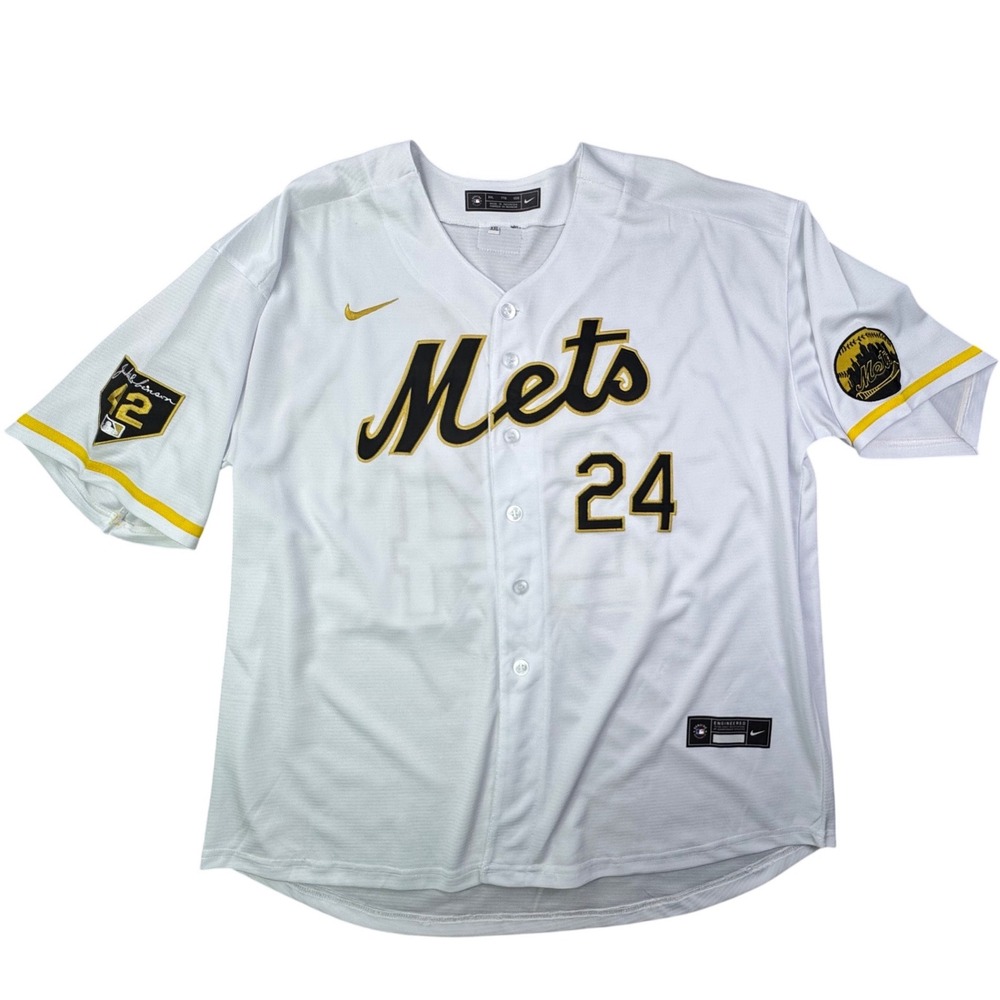 Nike New York Mets Baseball Willie Mays 24 Jersey Mens XXL White Black Yellow